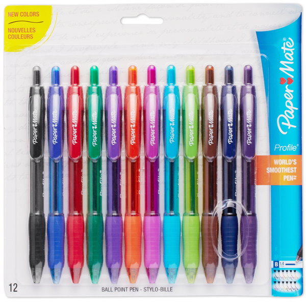 Paper Mate PEN, PROFILE, RT, 1.4MM, ASST, 12PK 1788863